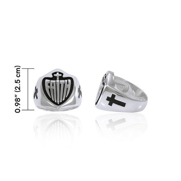 Faith Shield Cross Silver Ring TRI1483 - Jewelry